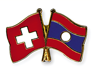 Crossed Flag Pins: Switzerland-Laos