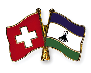 Crossed Flag Pins: Switzerland-Lesotho