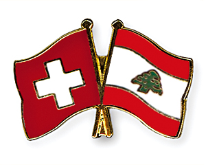 Crossed Flag Pins: Switzerland-Lebanon