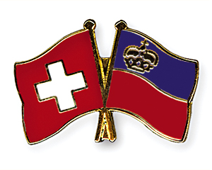 Crossed Flag Pins: Switzerland-Liechtenstein