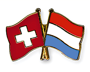 Crossed Flag Pins: Switzerland-Luxembourg