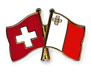 Crossed Flag Pins: Switzerland-Malta