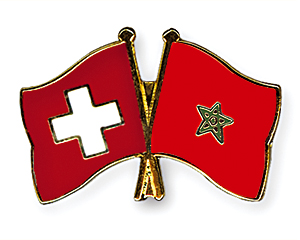 Crossed Flag Pins: Switzerland-Morocco