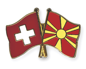Crossed Flag Pins: Switzerland-North Macedonia