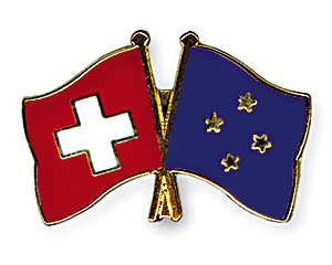 Crossed Flag Pins: Switzerland-Micronesia