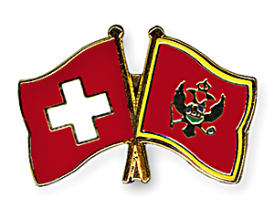 Crossed Flag Pins: Switzerland-Montenegro