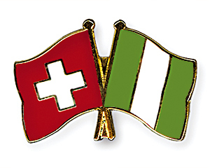 Crossed Flag Pins: Switzerland-Nigeria