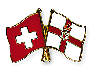 Crossed Flag Pins: Switzerland-Northern Ireland