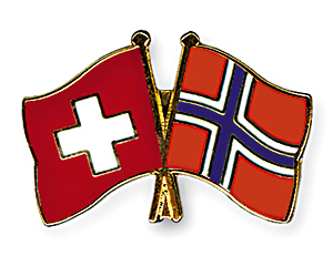Crossed Flag Pins: Switzerland-Norway