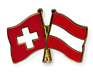 Crossed Flag Pins: Switzerland-Austria