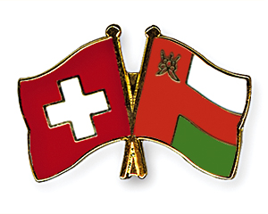 Crossed Flag Pins: Switzerland-Oman