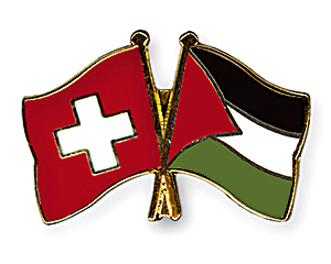 Crossed Flag Pins: Switzerland-Palestine