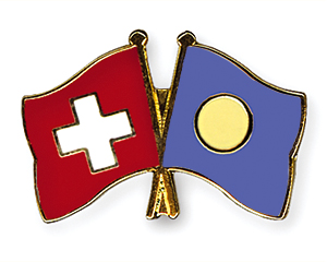Crossed Flag Pins: Switzerland-Palau
