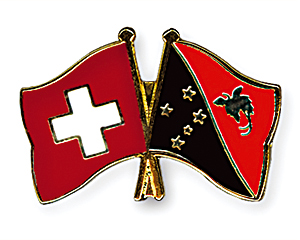 Crossed Flag Pins: Switzerland-Papua New Guinea