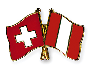 Crossed Flag Pins: Switzerland-Peru