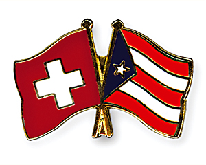 Crossed Flag Pins: Switzerland-Puerto Rico