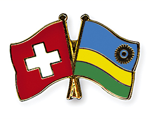 Crossed Flag Pins: Switzerland-Rwanda