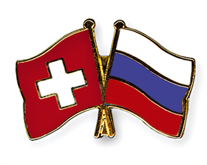 Crossed Flag Pins: Switzerland-Russia