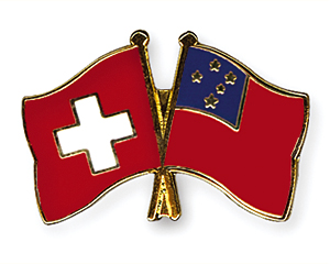 Crossed Flag Pins: Switzerland-Samoa