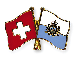 Crossed Flag Pins: Switzerland-San Marino