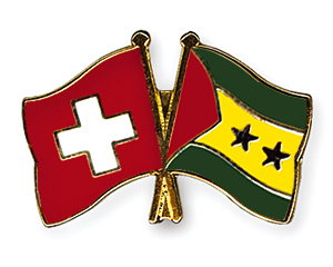 Crossed Flag Pins: Switzerland-Sao Tome and Principe