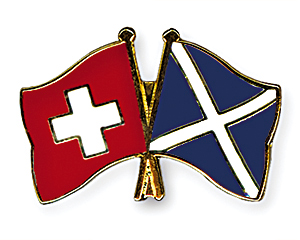 Crossed Flag Pins: Switzerland-Scottland