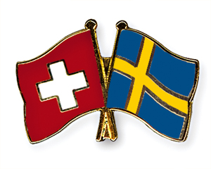 Crossed Flag Pins: Switzerland-Sweden