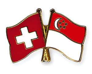 Crossed Flag Pins: Switzerland-Singapore