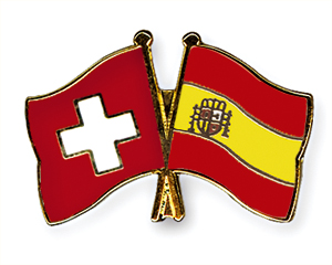 Crossed Flag Pins: Switzerland-Spain