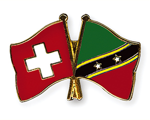 Crossed Flag Pins: Switzerland-St. Kitts and Nevis