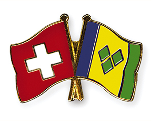 Crossed Flag Pins: Switzerland-St. Vincent and the Grenadines