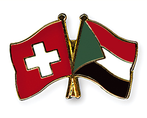 Crossed Flag Pins: Switzerland-Sudan