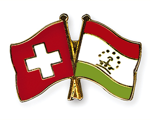 Crossed Flag Pins: Switzerland-Tajikistan