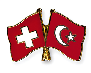 Crossed Flag Pins: Switzerland-Turkey