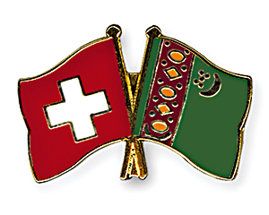 Crossed Flag Pins: Switzerland-Turkmenistan