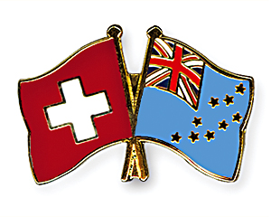 Crossed Flag Pins: Switzerland-Tuvalu
