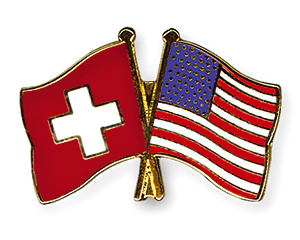 Crossed Flag Pins: Switzerland-USA