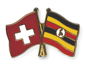 Crossed Flag Pins: Switzerland-Uganda