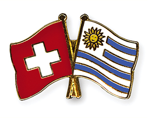 Crossed Flag Pins: Switzerland-Uruguay