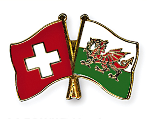 Crossed Flag Pins: Switzerland-Wales