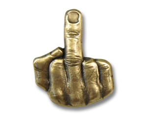 Pins Middle Finger antique gold-coloured 22 mm